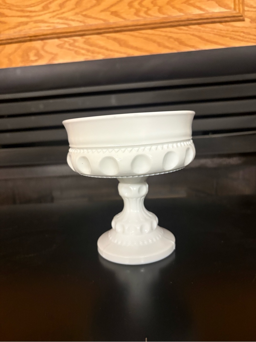 White Milk Glass Compote Pedestal Bowl